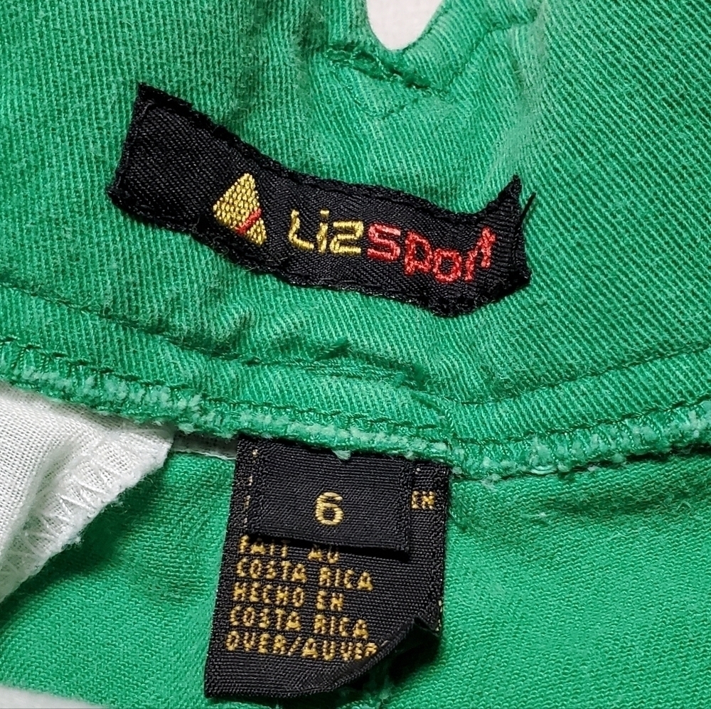 VINTAGE LizSport Green Extra High Rise Pleated Waist Wide Leg Loose Fit Shorts - Picture 12 of 14